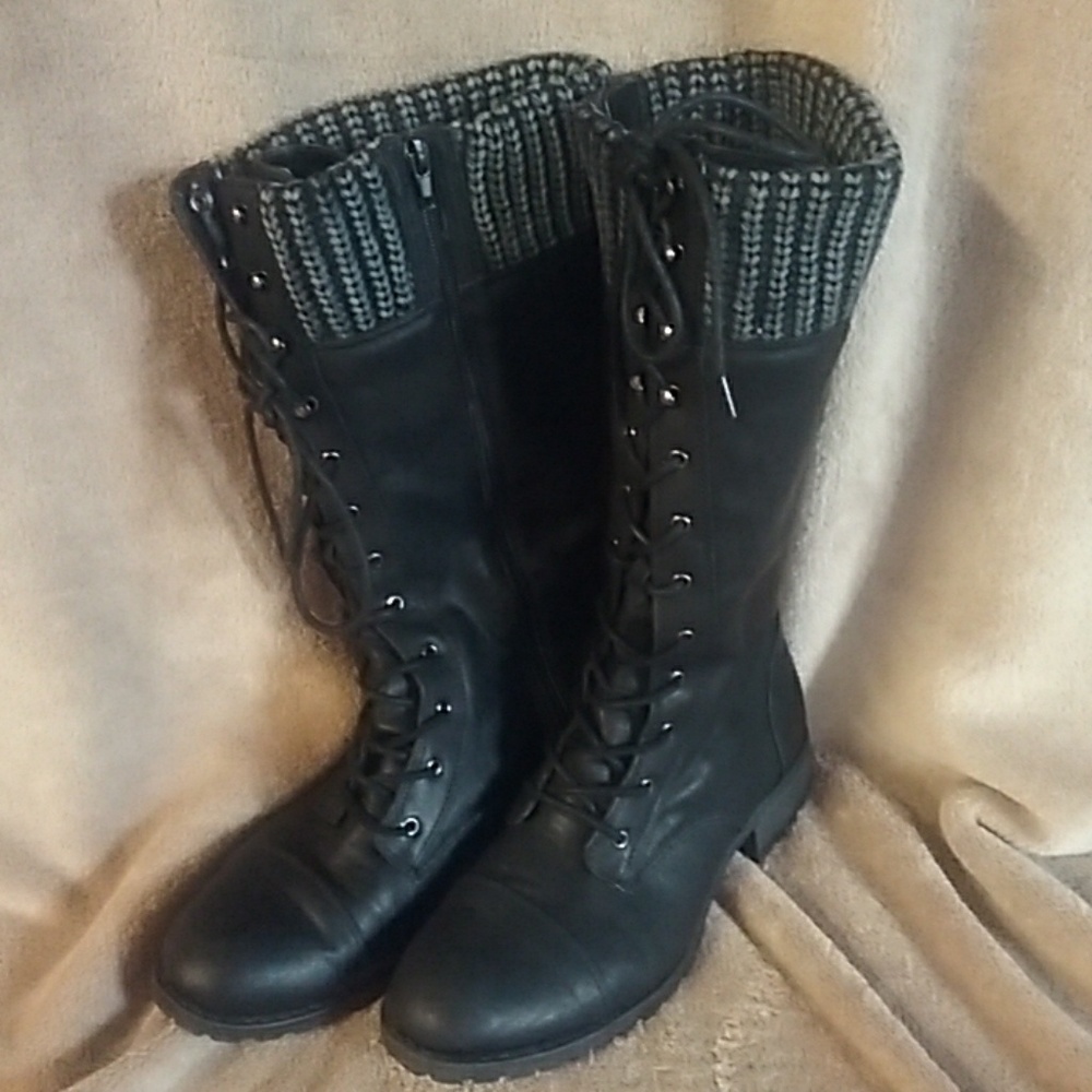 Black lace up boots